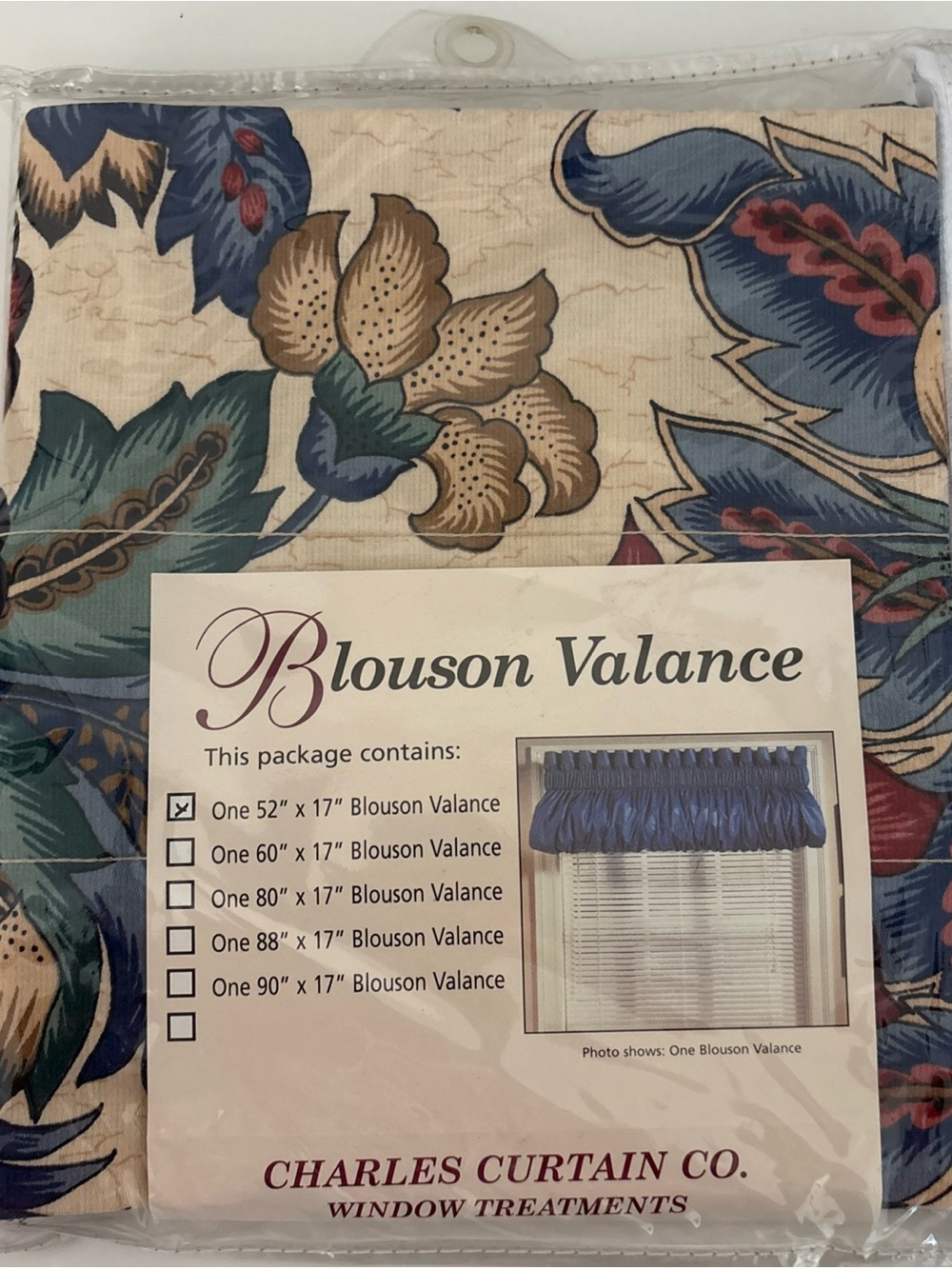 Waverly design greenfield village Blouson CottonValance in Floral Blue and Cream